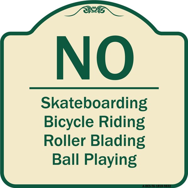 Designer Series-No-Bicycle Riding Roller Blading Ball Playing, 18" x 18", TG-1818-9832